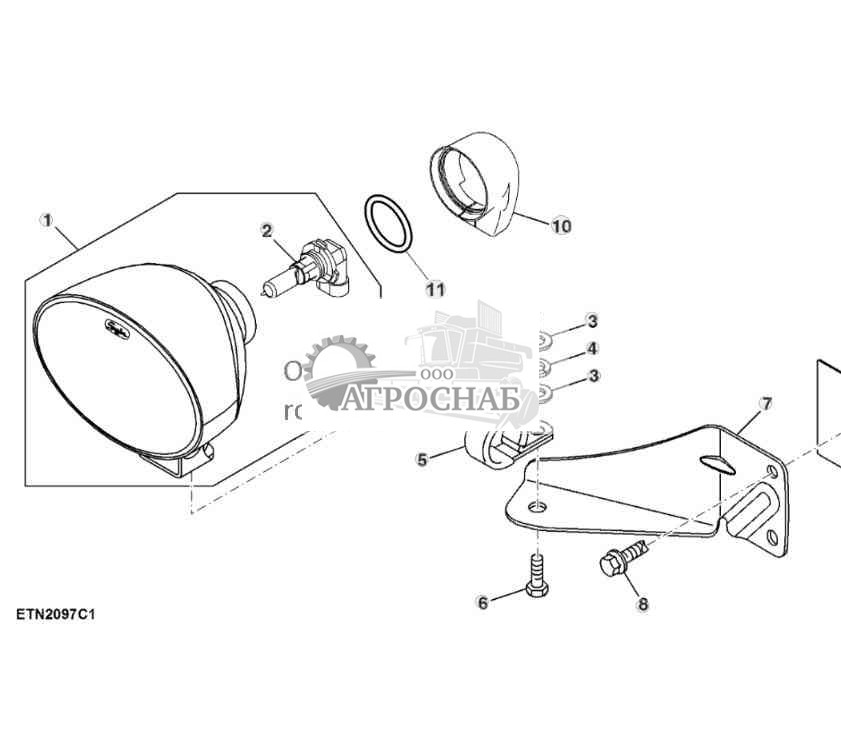 Переднее рабочее освещение средней части кузова 